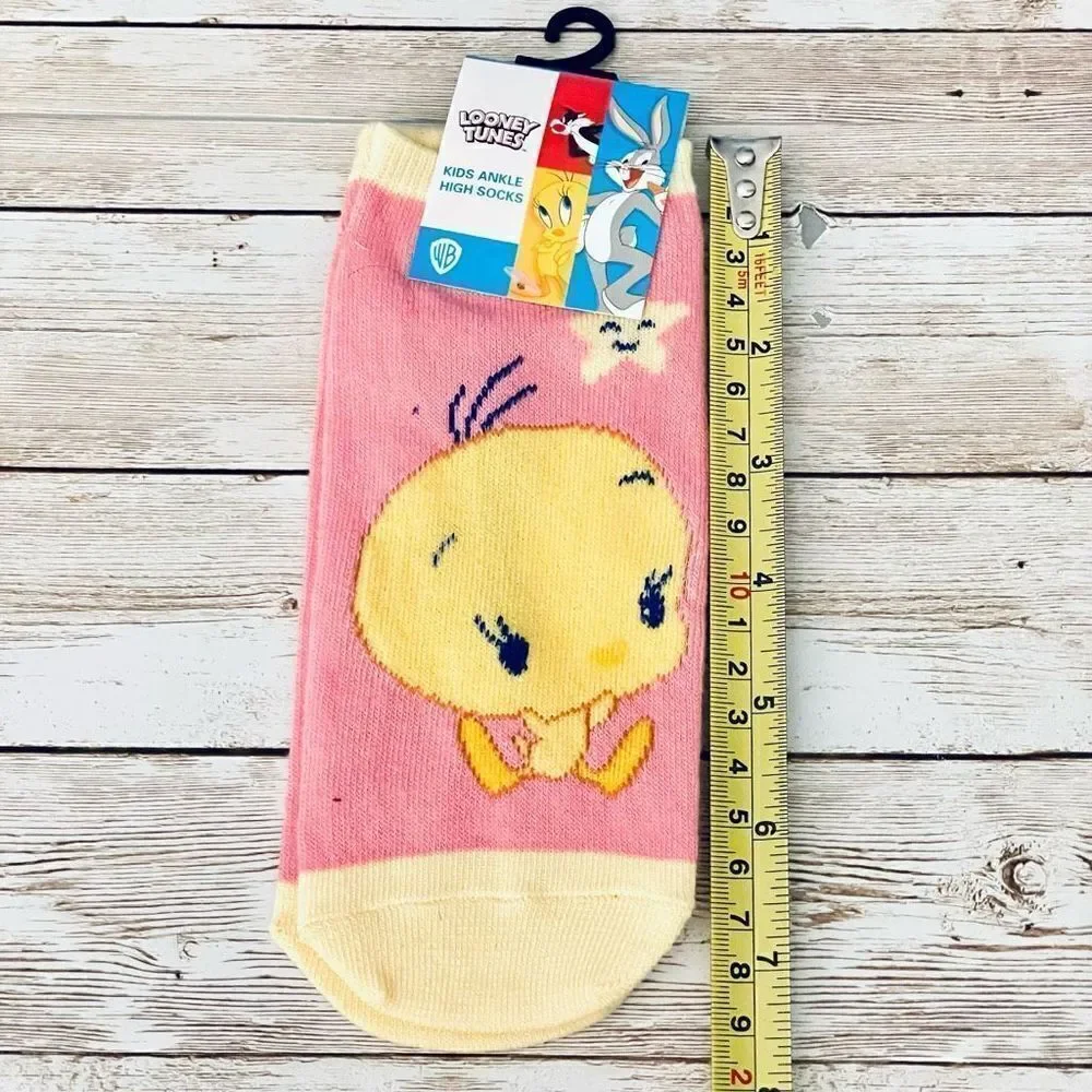NWT WB  Babies Looney Tunes Kids Girl’s 5 Pack Pink Blue Purple Ankle High Socks